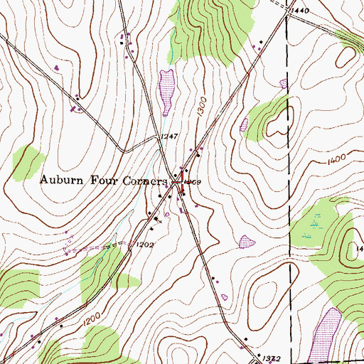 Topographic Map of Auburn Four Corners, PA