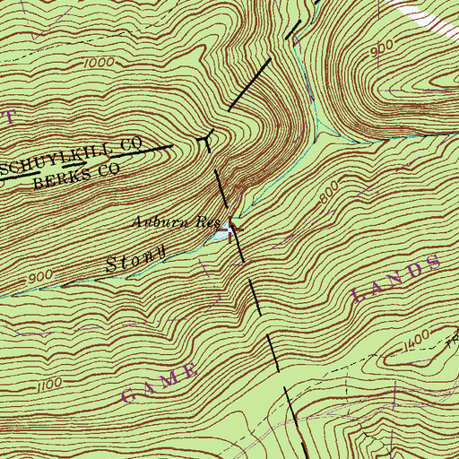 Topographic Map of Auburn Reservoir, PA