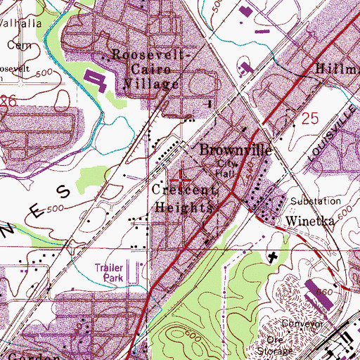 Topographic Map of Crescent Heights, AL