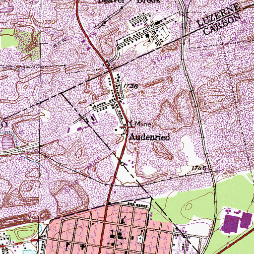 Topographic Map of Audenried, PA