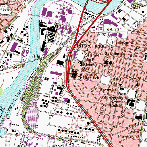 Topographic Map of Audenried Junior High School, PA