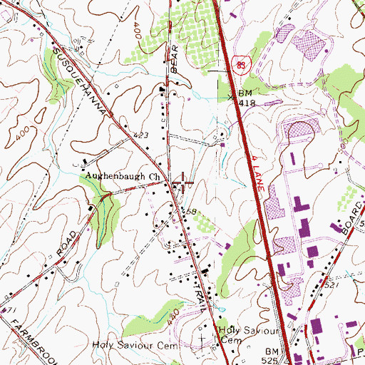 Topographic Map of Aughenbaugh Church, PA
