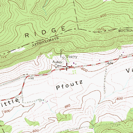 Topographic Map of Auker Cemetery, PA