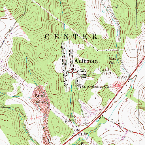 Topographic Map of Aultman, PA