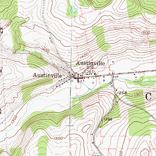 Topographic Map of Austinville, PA
