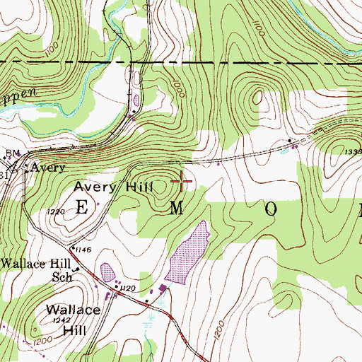 Topographic Map of Avery Hill, PA