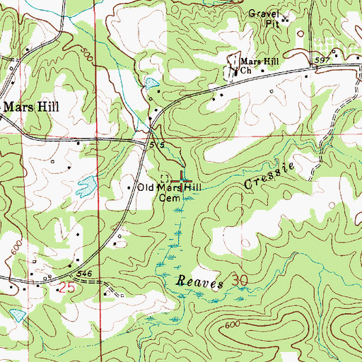 Topographic Map of Cressie Branch, AL