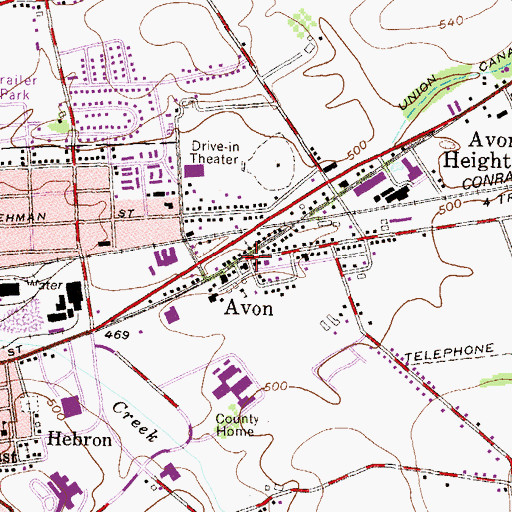Topographic Map of Avon, PA