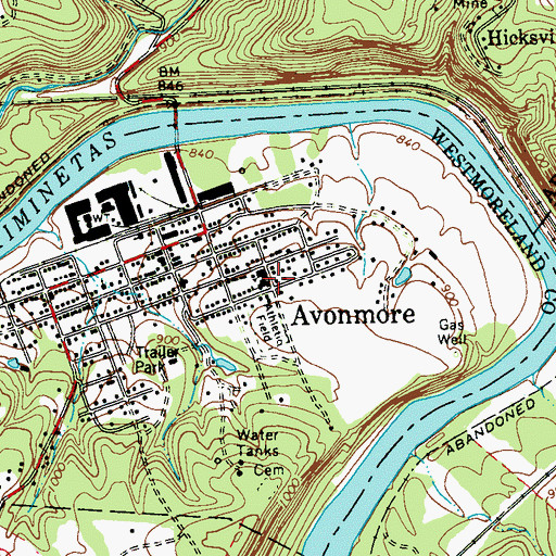 Topographic Map of Avonmore, PA