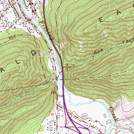 Topographic Map of Axe Factory Hollow, PA