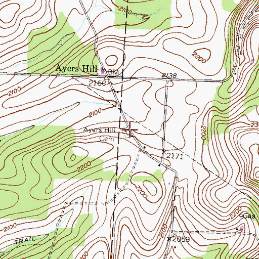 Topographic Map of Ayers Hill Cemetery, PA