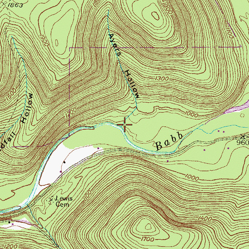 Topographic Map of Ayers Hollow, PA