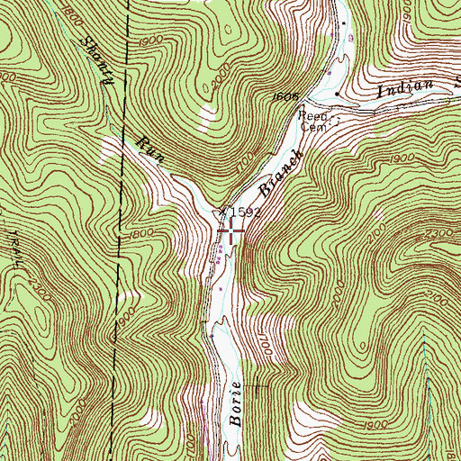 Topographic Map of Ayers Shanty Run, PA