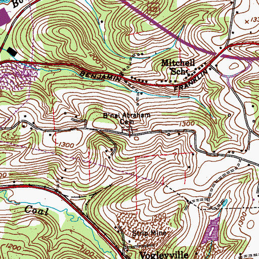 Topographic Map of B'nai Abraham Cemetery, PA