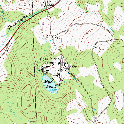 Topographic Map of B'nai B'rith Camp, PA