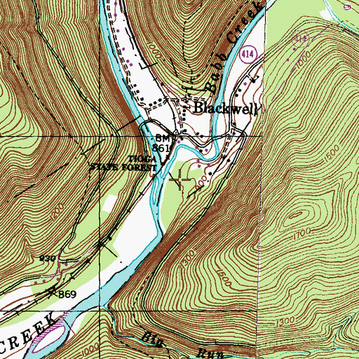 Topographic Map of Babb Creek, PA