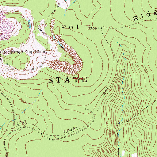 Topographic Map of Babcock State Forest, PA