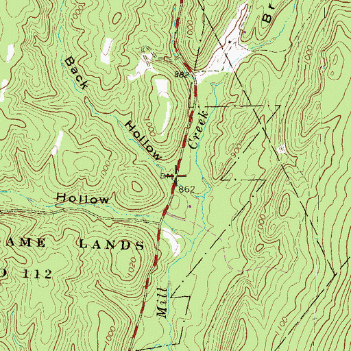 Topographic Map of Back Hollow, PA