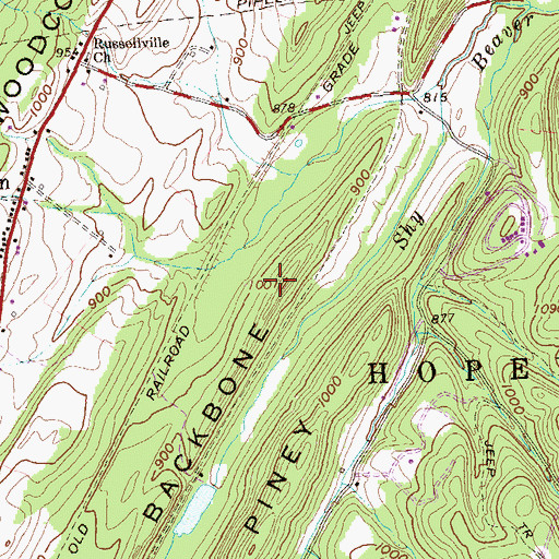 Topographic Map of Backbone Ridge, PA