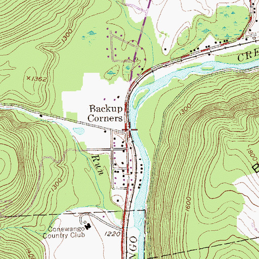 Topographic Map of Backup Corners, PA