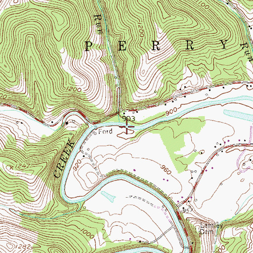 Topographic Map of Bacon Run, PA
