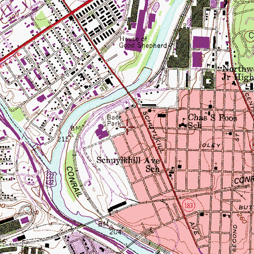 Topographic Map of Baer Park, PA