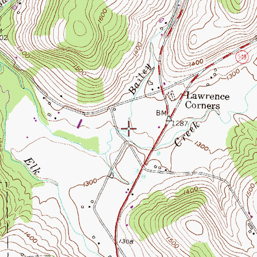 Topographic Map of Bailey Creek, PA