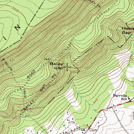 Topographic Map of Bailey Gap, PA