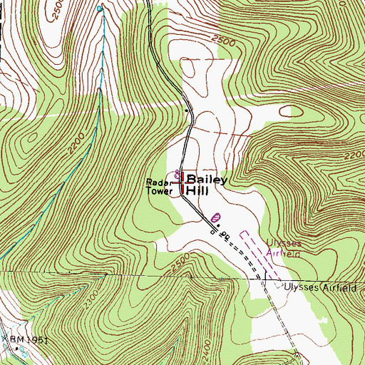 Topographic Map of Bailey Hill, PA
