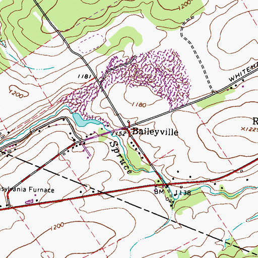 Topographic Map of Baileyville, PA