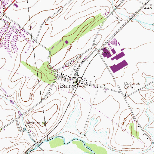 Topographic Map of Bair, PA