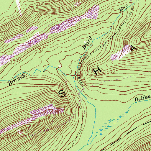 Topographic Map of Baird Run, PA