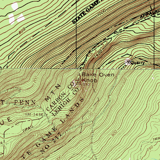 Topographic Map of Bake Oven Knob, PA