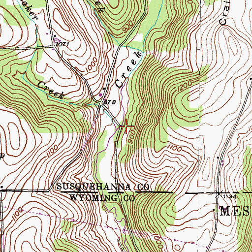 Topographic Map of Baker Creek, PA