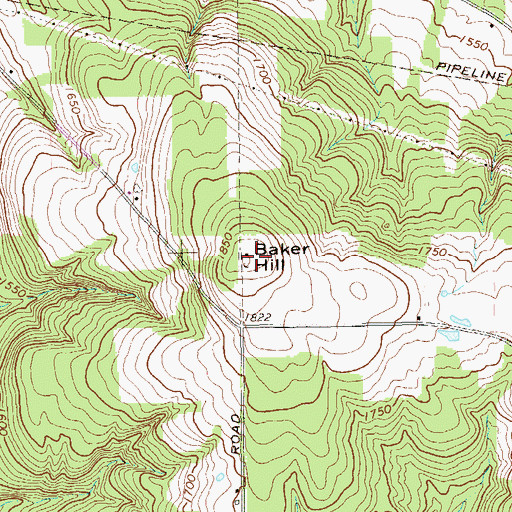 Topographic Map of Baker Hill, PA