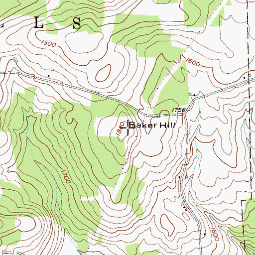 Topographic Map of Baker Hill, PA