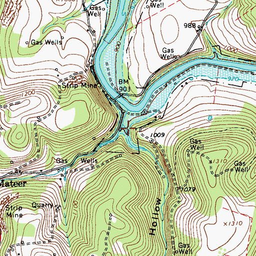 Topographic Map of Baker Hollow, PA