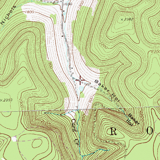Topographic Map of Baker Hollow, PA
