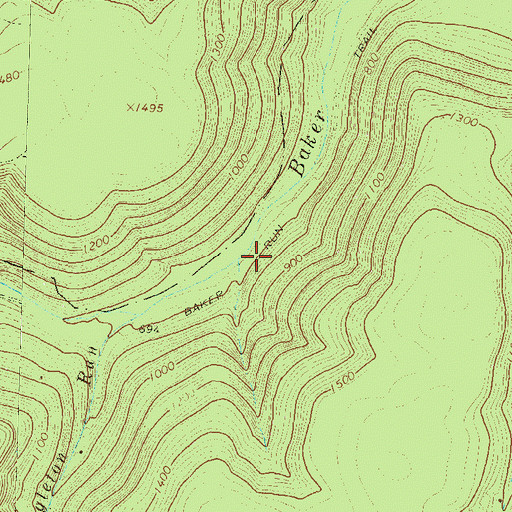 Topographic Map of Baker Run Trail, PA