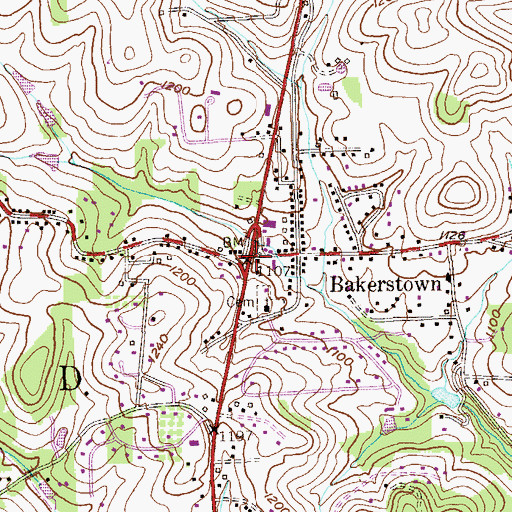 Topographic Map of Bakerstown, PA