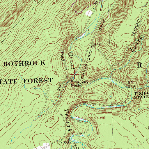 Topographic Map of Balanced Rock, PA