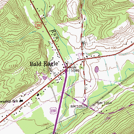 Topographic Map of Bald Eagle, PA