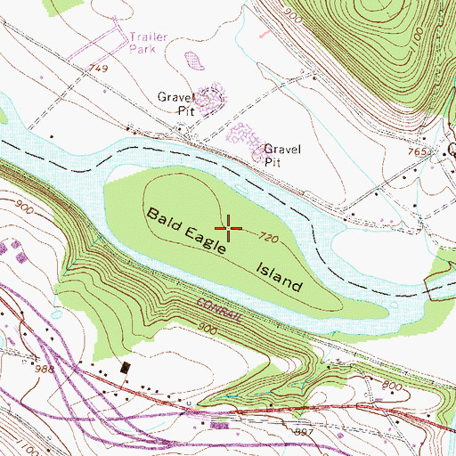 Topographic Map of Bald Eagle Island, PA