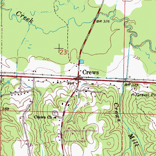 Topographic Map of Crews, AL