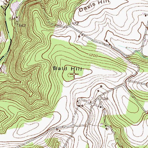 Topographic Map of Bald Hill, PA