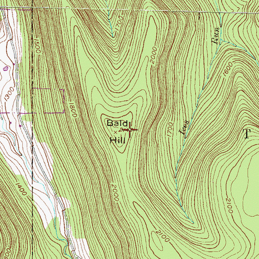 Topographic Map of Bald Hill, PA