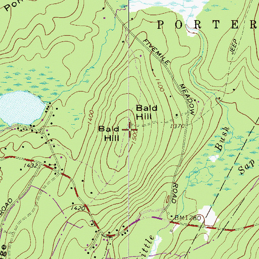 Topographic Map of Bald Hill, PA