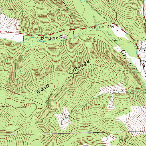 Topographic Map of Bald Ridge, PA