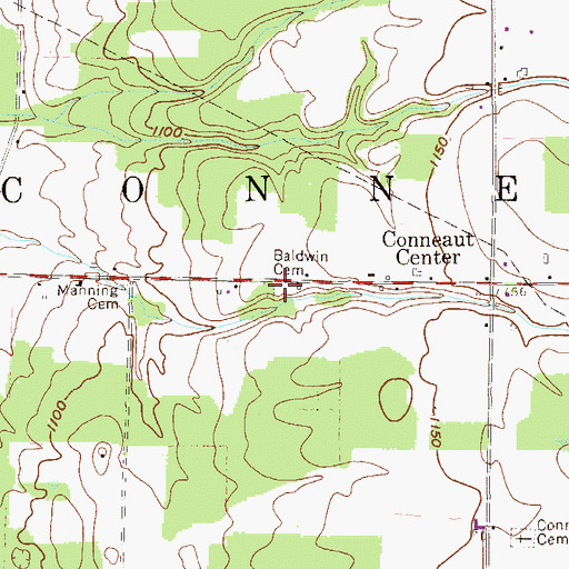 Topographic Map of Baldwin Cemetery, PA