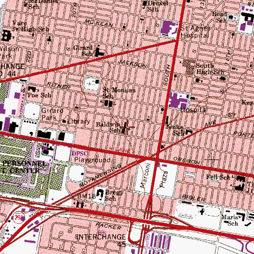 Topographic Map of Baldwin School, PA